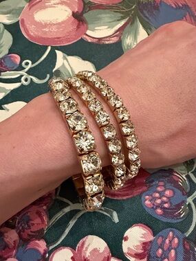 Set of 3 Gold Crystal Rhinestone Stretch Bracelets